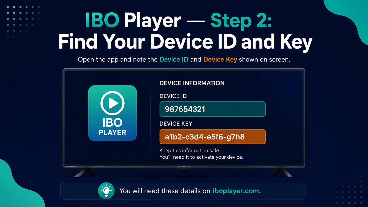Vind Device ID en Device Key op IBO Player