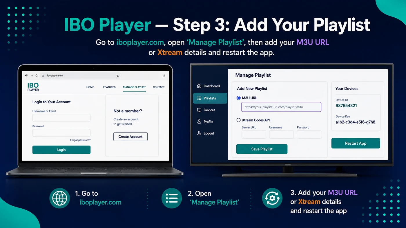 Sla afspeellijst op en herstart IBO Player-app