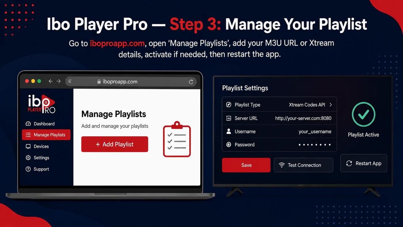 Sla afspeellijst op en herstart Ibo Player Pro-app